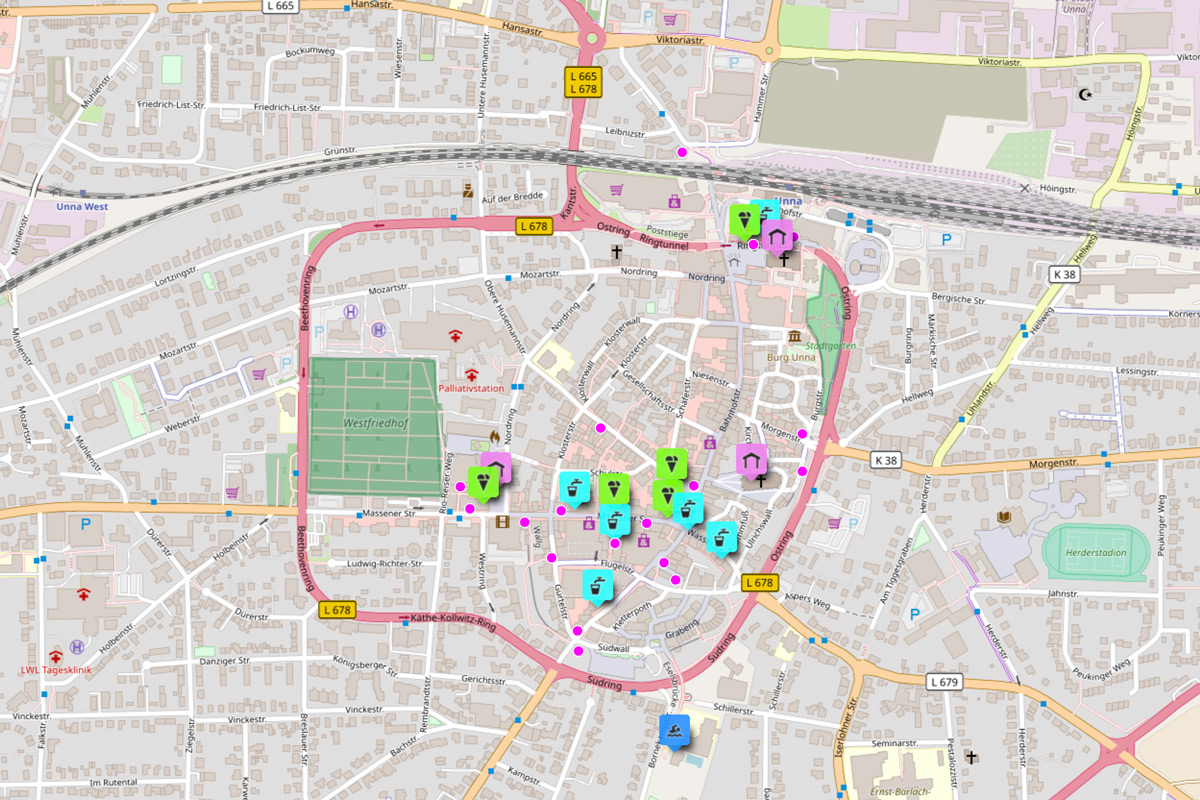 Digitale Karte zur Abkühlung in Unna