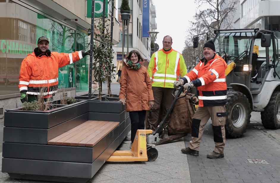 „Mobiles Grün“-Elemente in der Krefelder Innenstadt