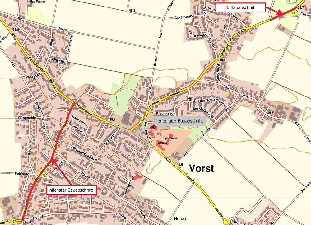 Kreisstraßen-Sanierung in Kaarst-Vorst