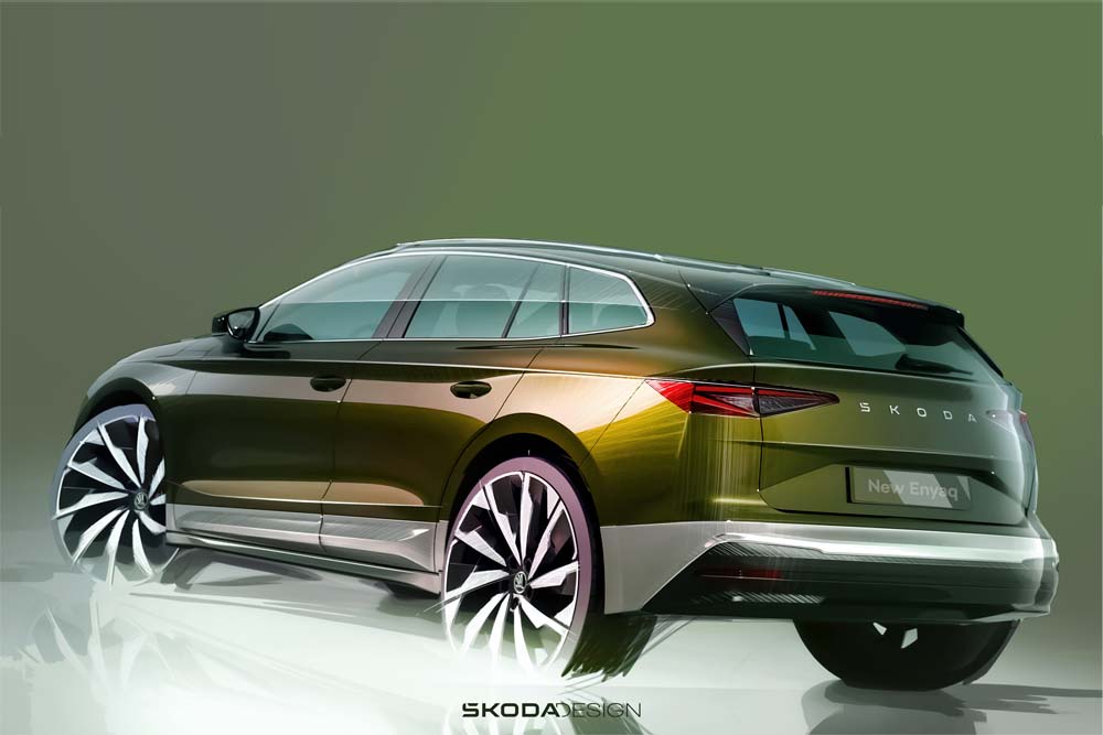 Designskizzen der neuen Skoda Enyaq-Familie