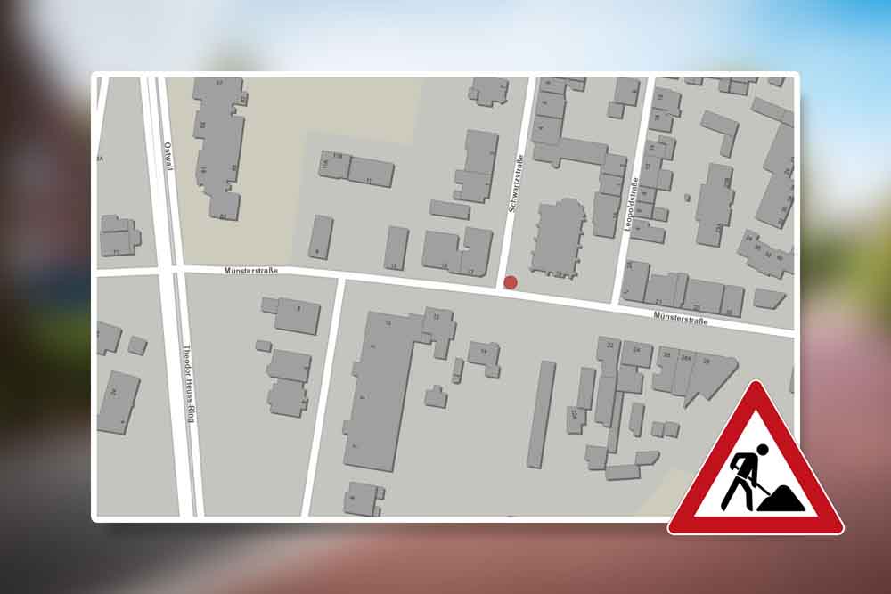 An der Einmündung der Schwarzstraße wird am Gasnetz gearbeitet