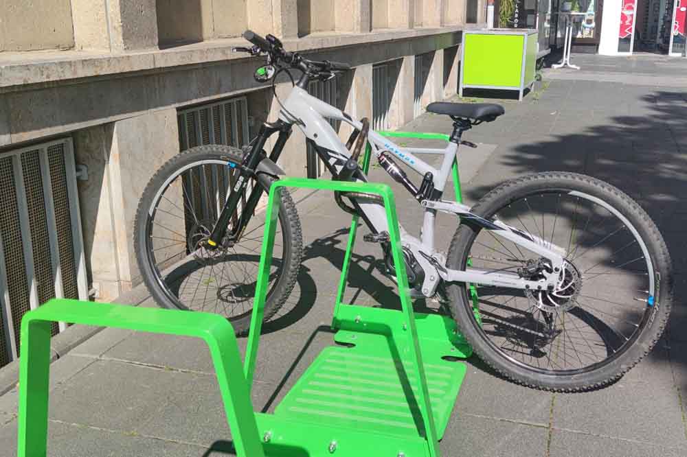 Mobile Radanlehnbügel in der Innenstadt Iserlohn