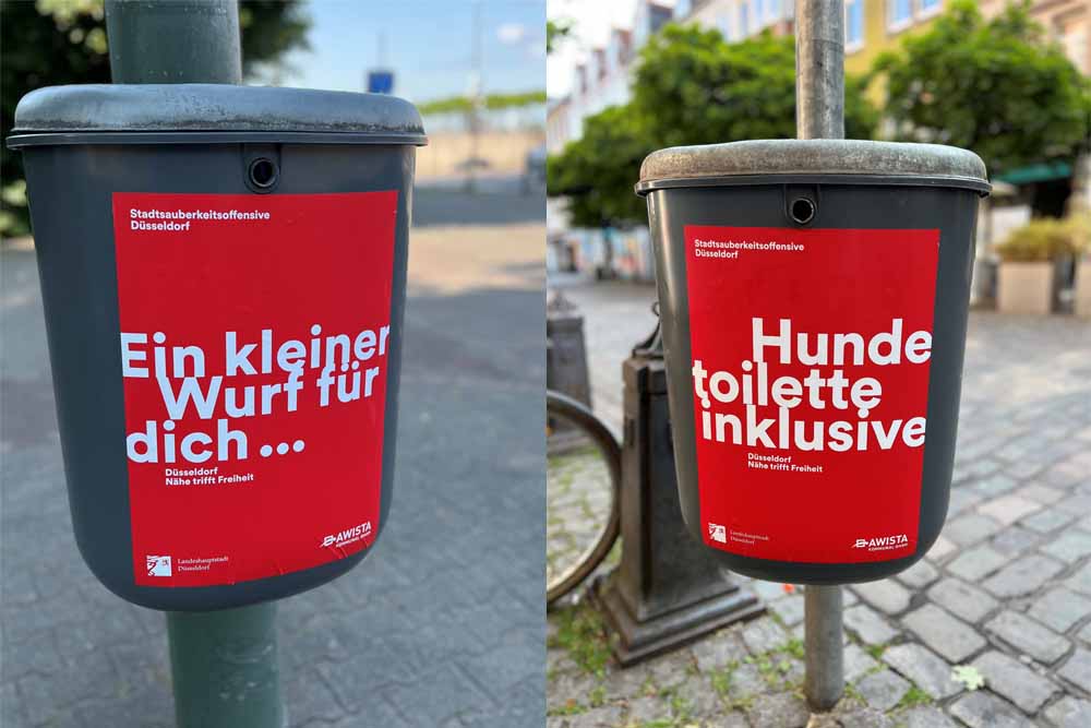 Neue Papierkörbe in der Düsseldorfer Altstadt