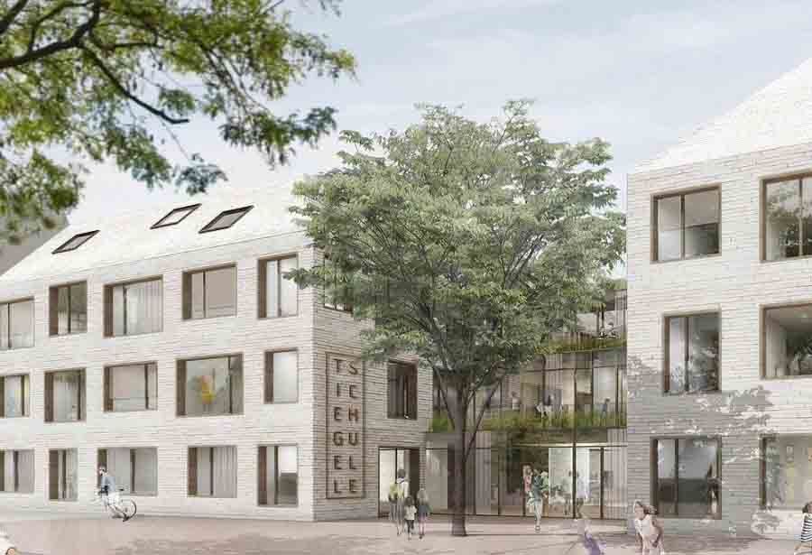 Architektenzeichnung der neuen Tiegelschule