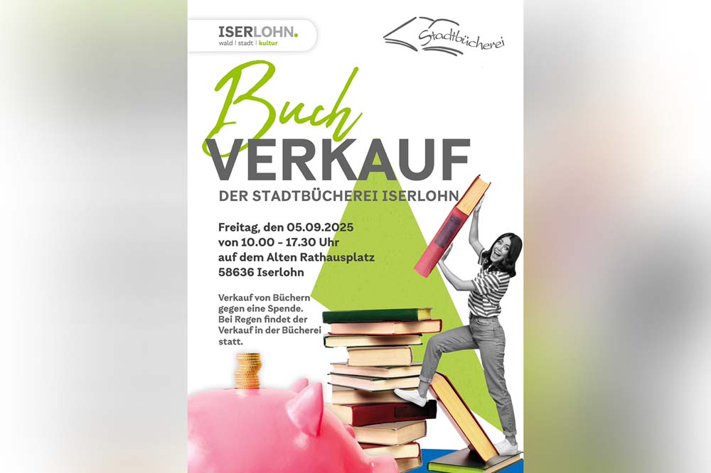 Plakat XXL-Bücherflohmarkt der Stadtbücherei Iserlohn
