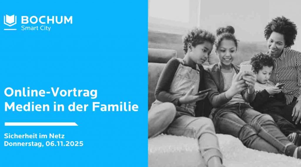 Veranstaltungsplakat Online-Vortrag „Medien in der Familie"