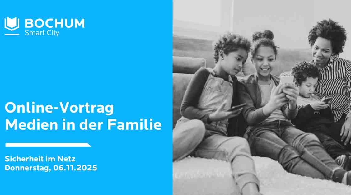 Veranstaltungsplakat Online-Vortrag „Medien in der Familie"