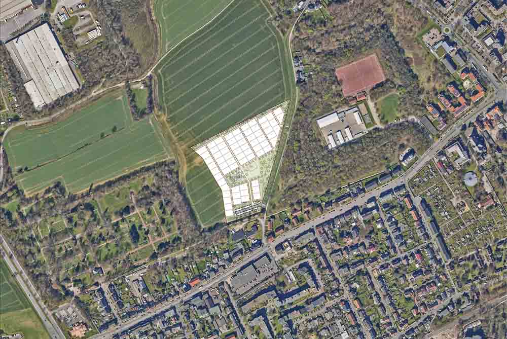 Luftbild vom Areal der zukünftigen Kleingartenanlage