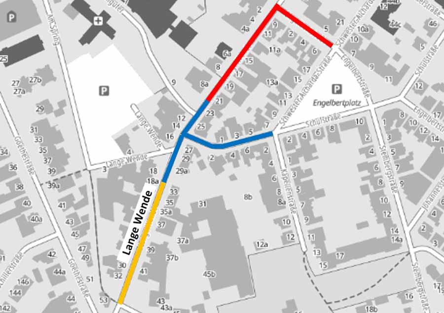 Lageplan Bauarbeiten Lange Wende/ Engelbergplatz
