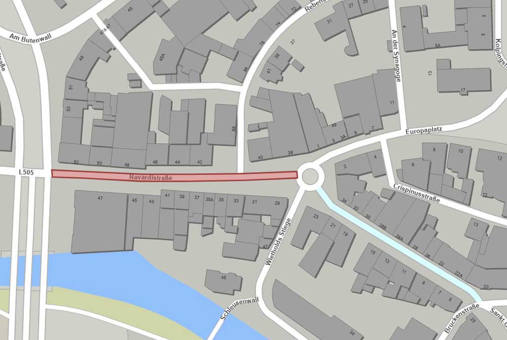 Übersichtskarte Sperrung der Ravardistraße