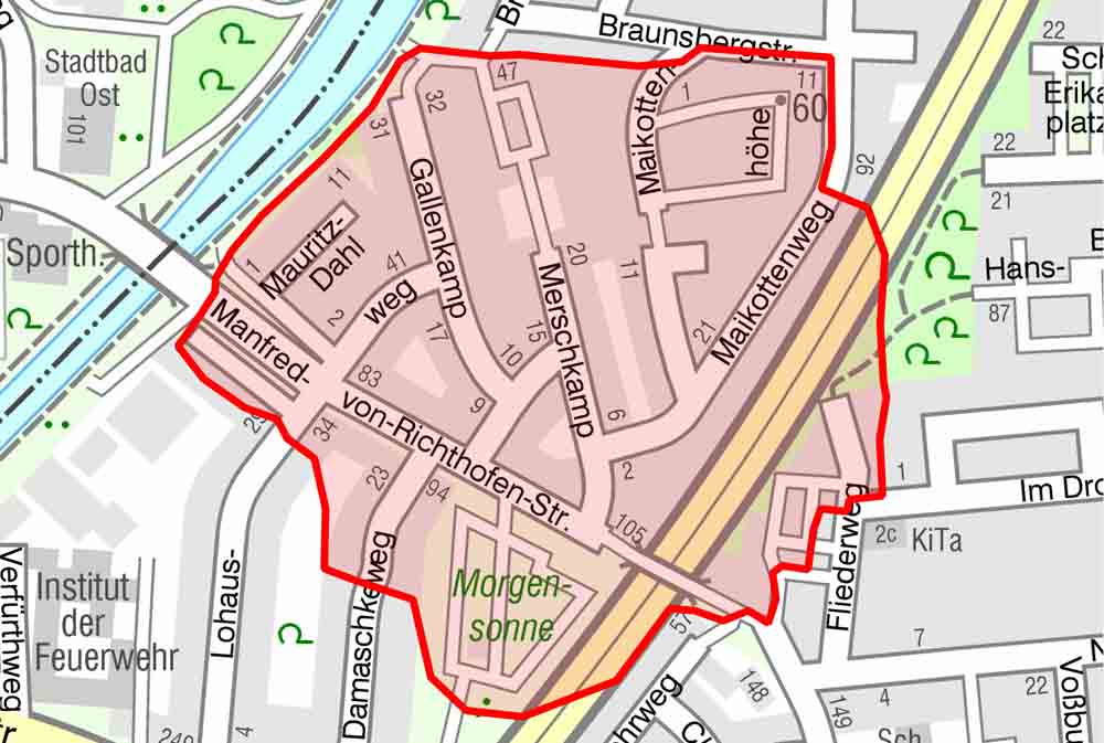 Karte Evakuierungsradius