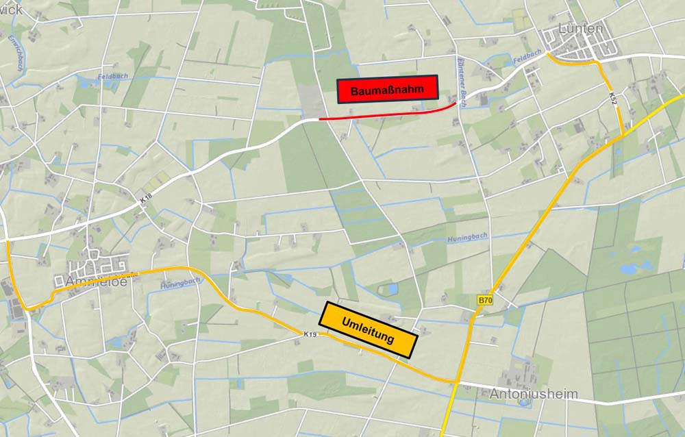 Karte der Umleitung während der Sanierung