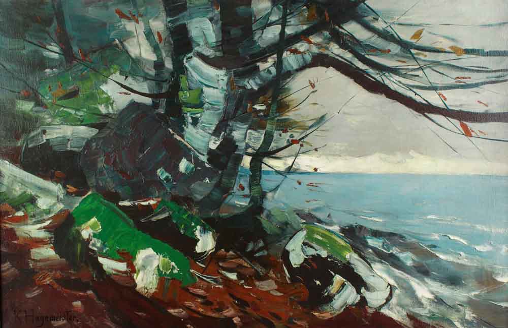 Bäume am Seeufer von Karl Hagemeister, 1910