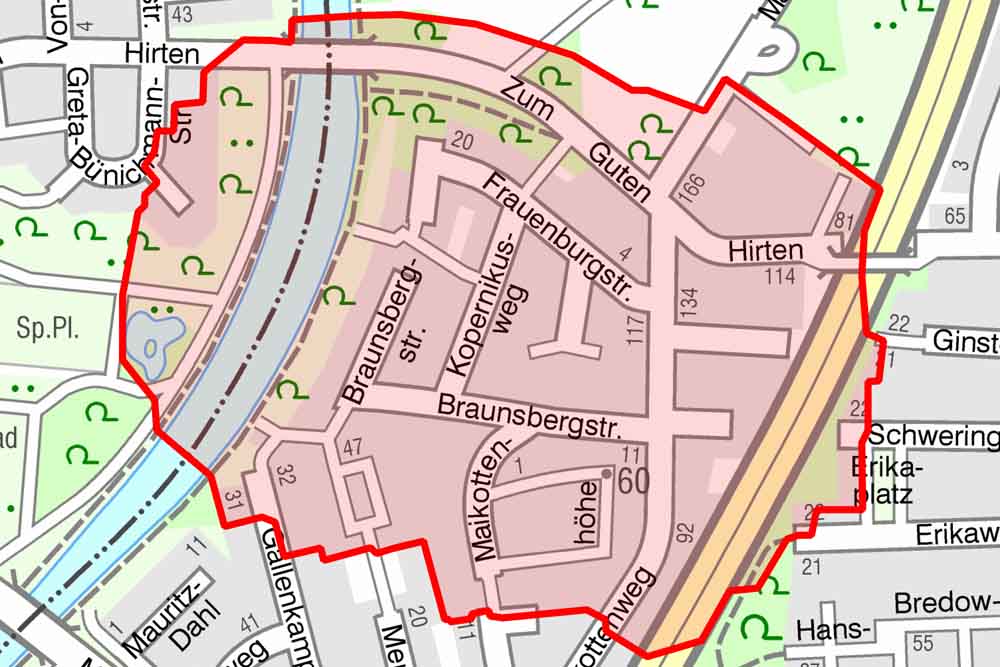 Sollten am 11. Dezember in der Braunsbergstraße und der Frauenburgstraße Blindgänger gefunden werden, müsste das Gebiet um die Fundstellen gesperrt und evakuiert werden