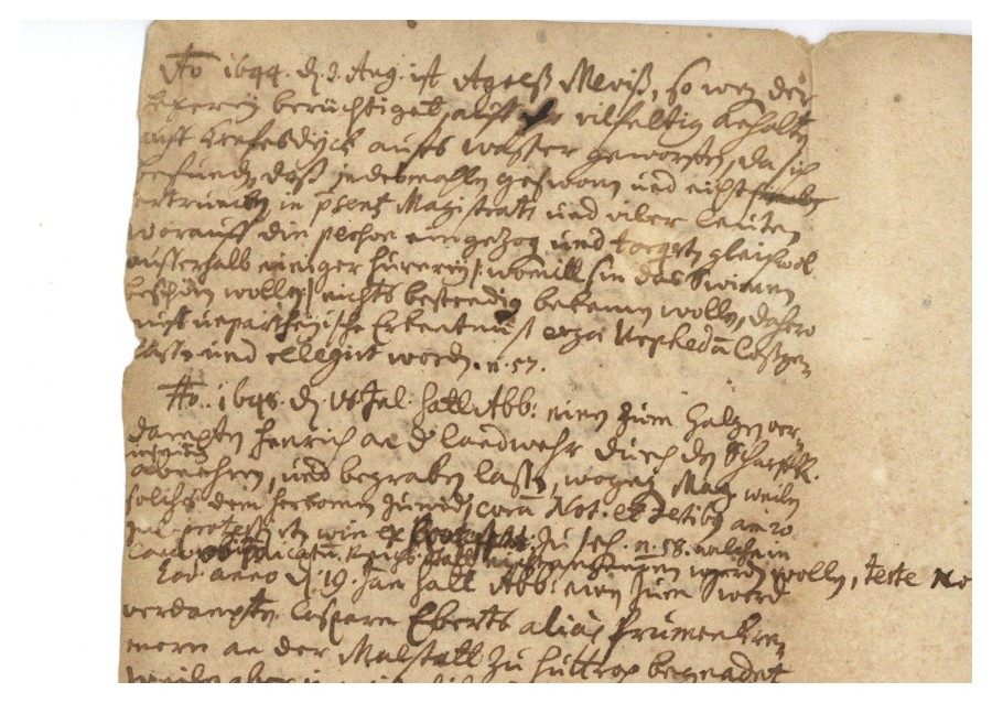 Protokollabschrift eines Hexenprozesses im Jahr 1644 aus dem Haus der Essener Geschichte/ Stadtarchiv