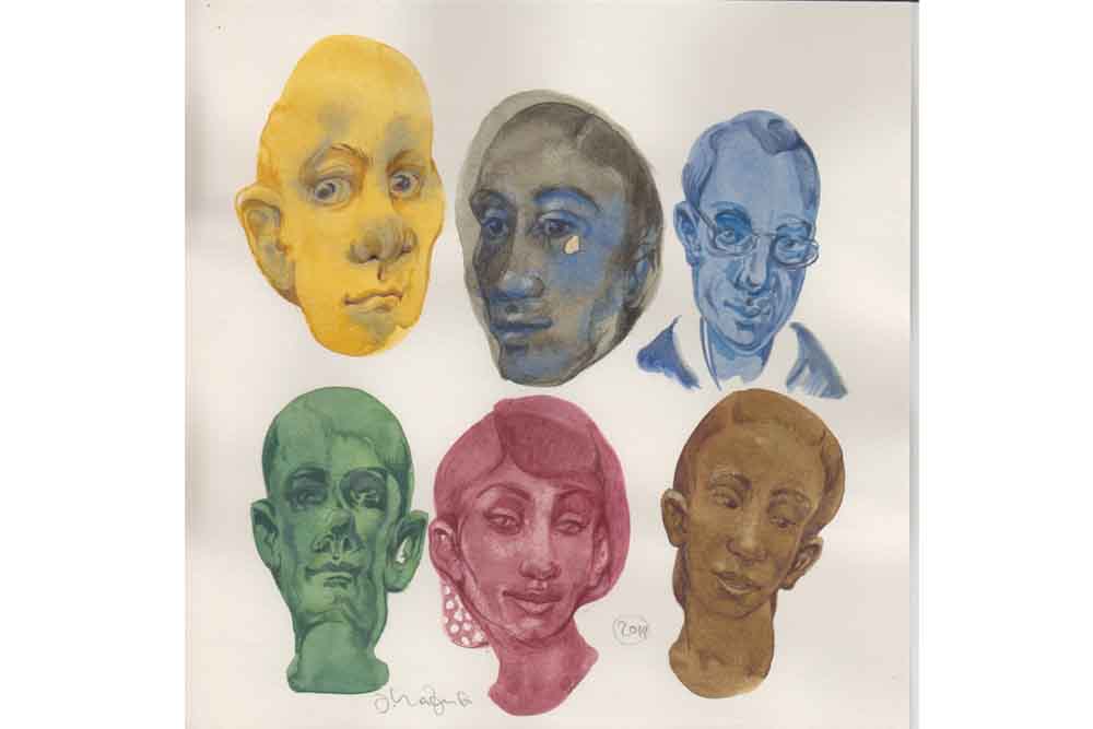 Zeichnung Sechs Bunte Köppe