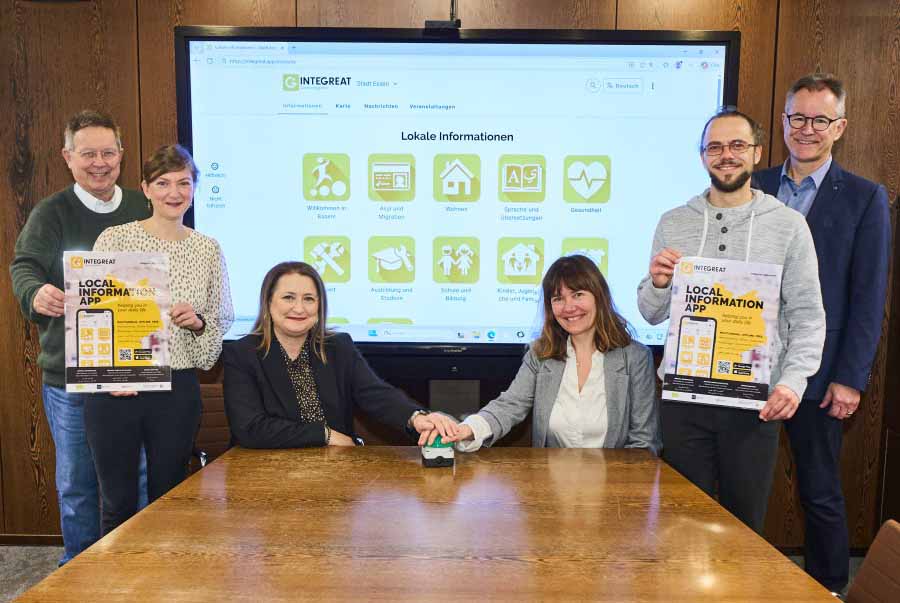 Michael Mittag, Digitalfabrik gGmbH - Tür an Tür, Vivien Münstermann, Kommunales Integrationszentrum Essen, Hanimgül Ilhan, AWO Essen, Galina Borchers, Fachbereichsleitung Kommunales Integrationszentrum Essen, Moritz Becker, ProAsyl – Flüchtlingsrat e.V. Essen und Jörg Lehmann, Diakoniewerk Essen