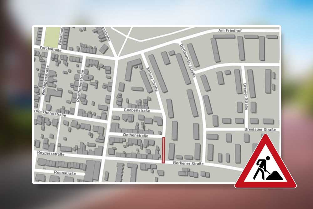 Karte Sperrung der Kölner Straße