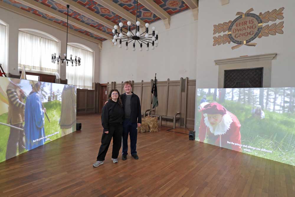 Blick in die Ausstellung "Aufruhr 500. Drei Projektionen für Münster"