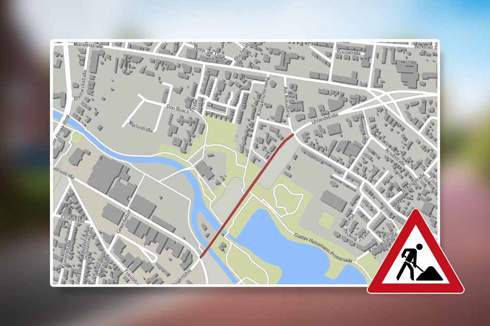 Karte Halbseitige Sperrung der Uhlandstraße