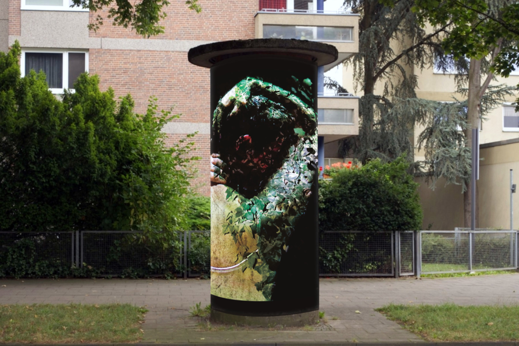 Motiv: Freya Hattenberger, IVY TOUCH, Visualisierung für Kölner Kunstsäulen, 2025 (VG Bild-Kunst, Bonn 2026)