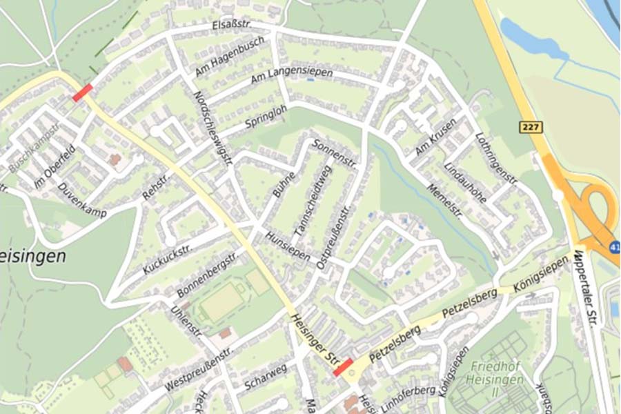 Karte mit Heisinger Straße