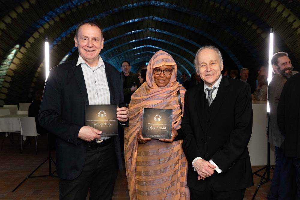 Jacques Tilly, Salwa Elsadik und Adam Fischer bei der Preisverleihung
