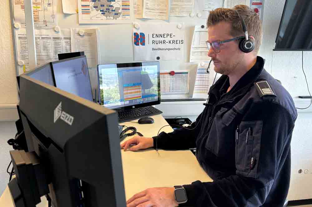 Beim Warntag im September 2025 löste Lagedienstführer Marcel Schuh den Sirenenalarm aus