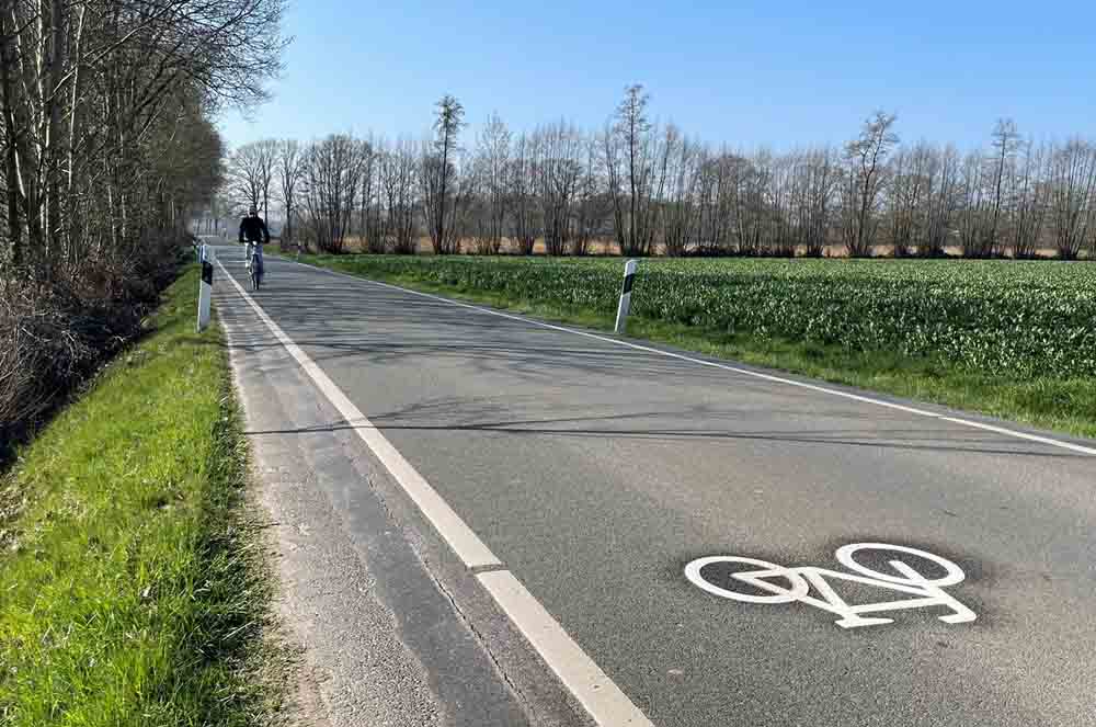 Fahrrad-Piktogramme auf dem Alten Mühlenweg