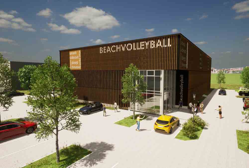 Visualisierung der neuen Beachvolleyball-Halle