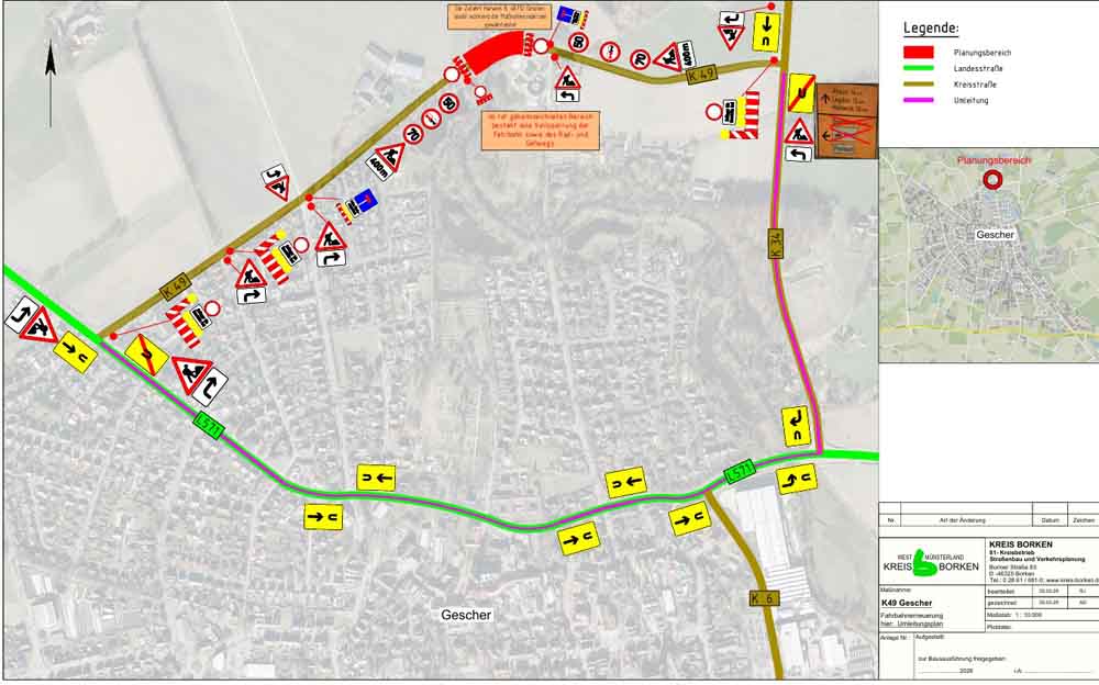 Karte der Sperrung auf der K 49