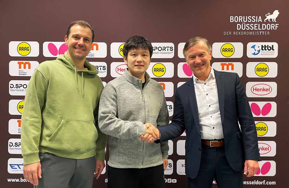 Timo Boll, Fan Zhendong und Andreas Preuß