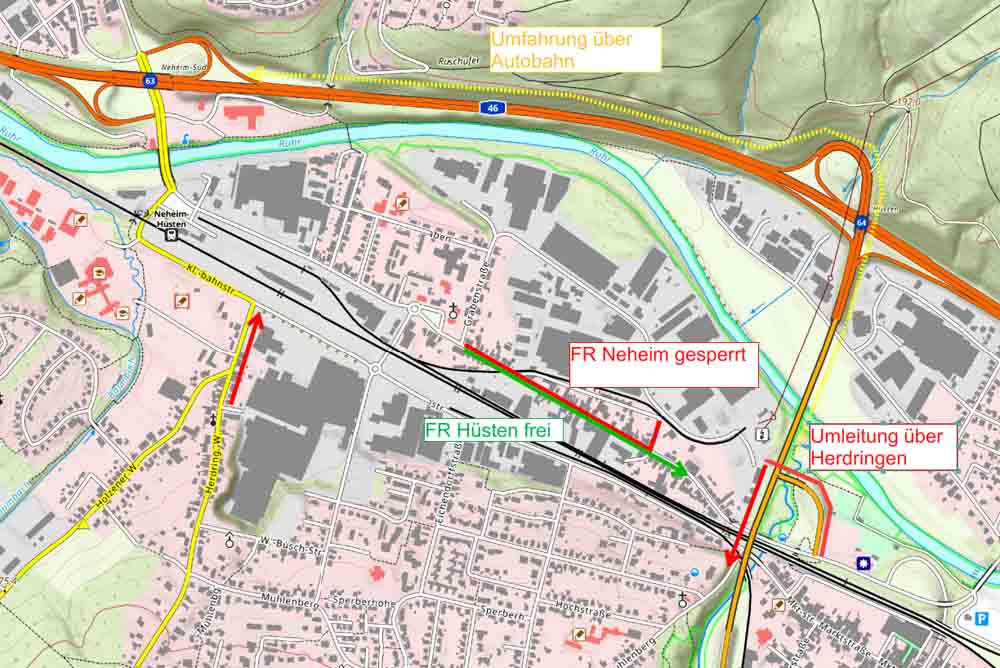 Karte der Bauarbeiten