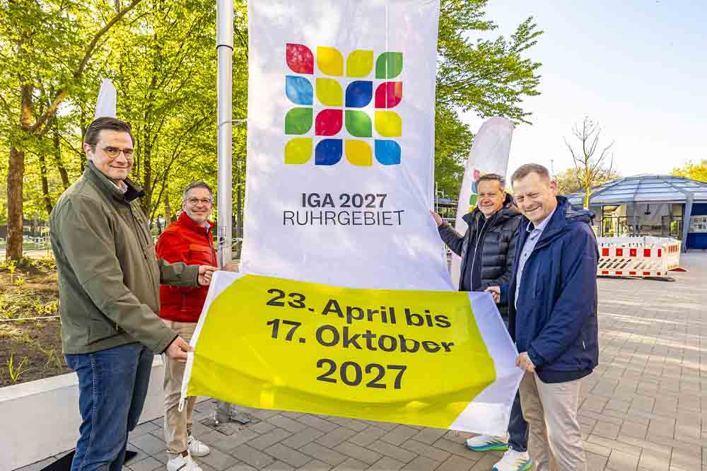 Martin Zerle, Oberbürgermeister Marc Herter, Jörg Rogalla Geschäftsführer Maxipark und Stadtbaurat Andreas Mentz