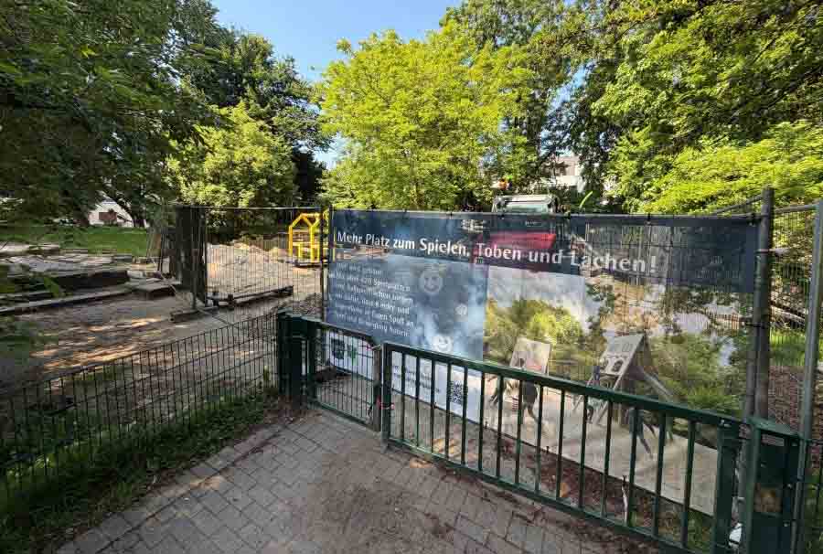 Blick auf den Wasserspielplatz im Gervinuspark