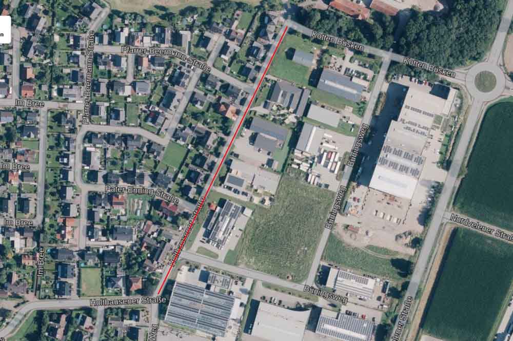Luftbild des betroffenen Bereichs