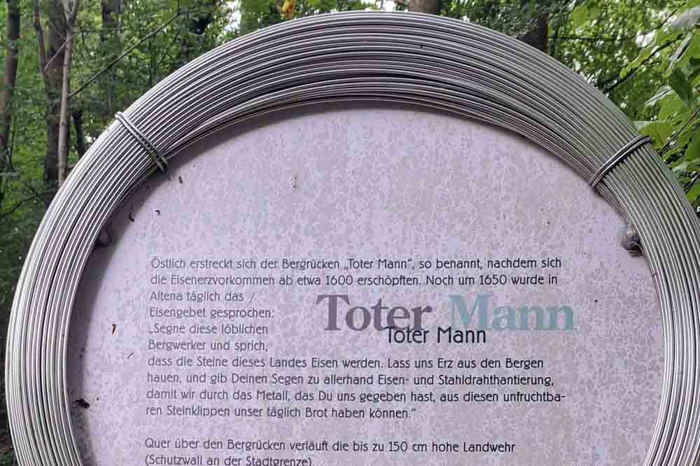 Informationsschild zum Thema "Bergrücken Toter Mann"