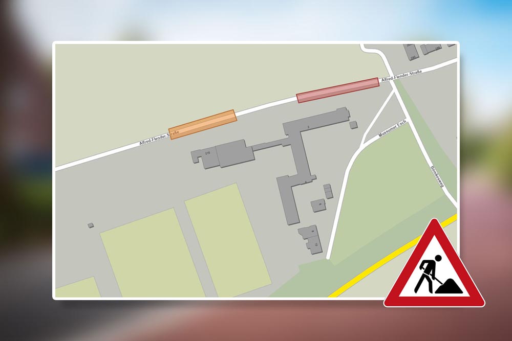 Karte zur Sperrung an der Alfred-Flender-Straße