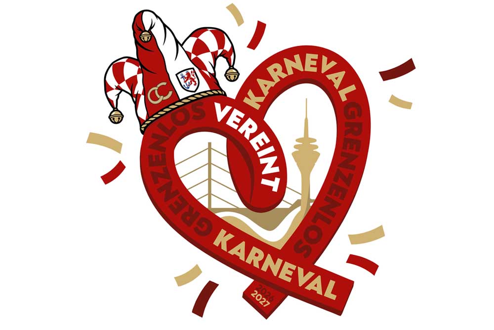 Motto-Logo mit dem Schriftzug "Karneval - grenzenlos vereint"