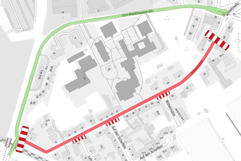 Skizze zum ersten Bauabschnitt der Wittekindstraße