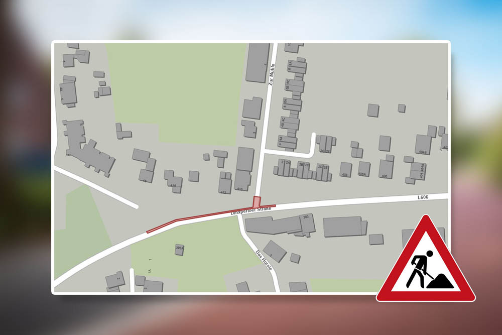 Karte des betroffenen Bereichs mit Markierung der Sperrung