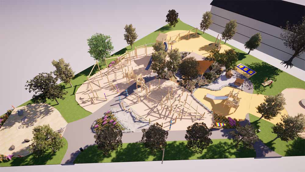 Visualisierung des künftigen Spielplatz es