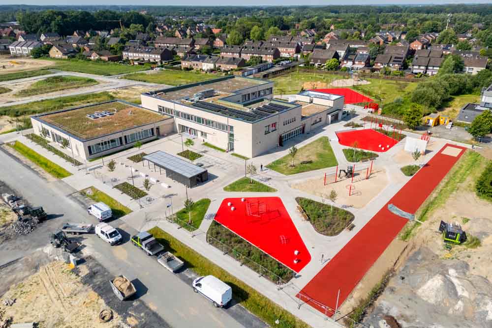 Luftbild des Neubaus der Ludgerusschule