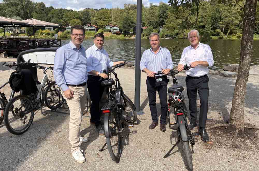 Bürgermeister der Stadt Nettetal Christian Küsters, Landrat Bennet Gielen, Bürgermeister der Stadt Viersen Christoph Hopp und Bürgermeister der Stadt Kempen Christoph Dellmans