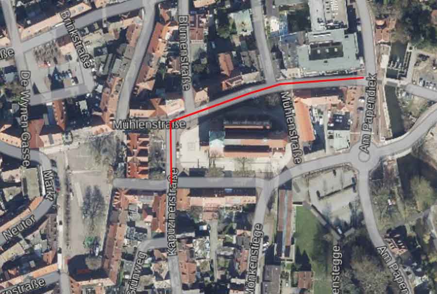 Luftbild des gesperrten Bereichs