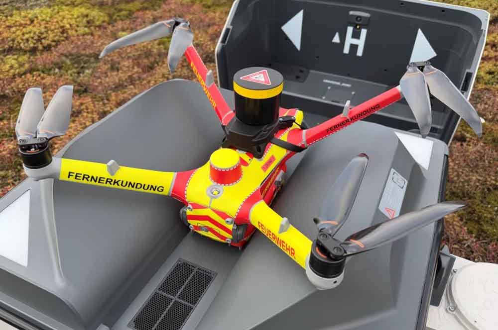 Die automatisiert alarmierbare Vorauserkundungsdrohne der Feuerwehr Essen