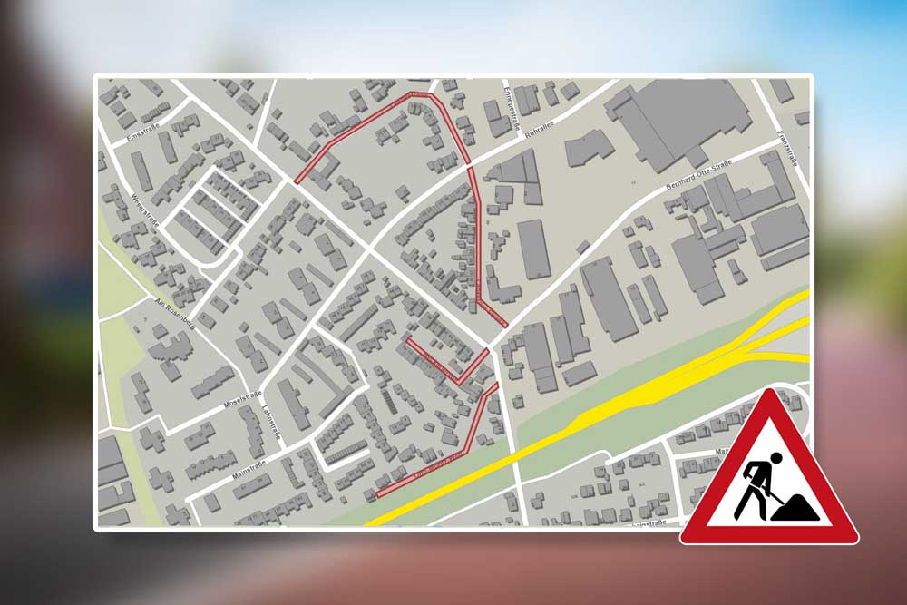 Karte des betroffenen Bereichs samt Sperrungen