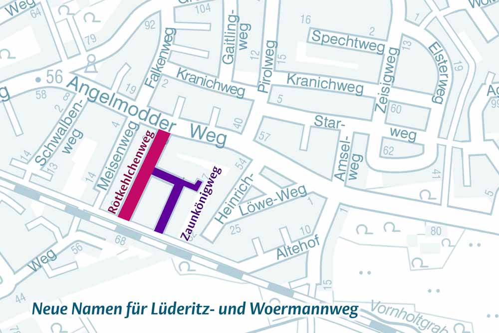 Karte: Der Lüderitz- und der Woermannweg in Gremmendorf