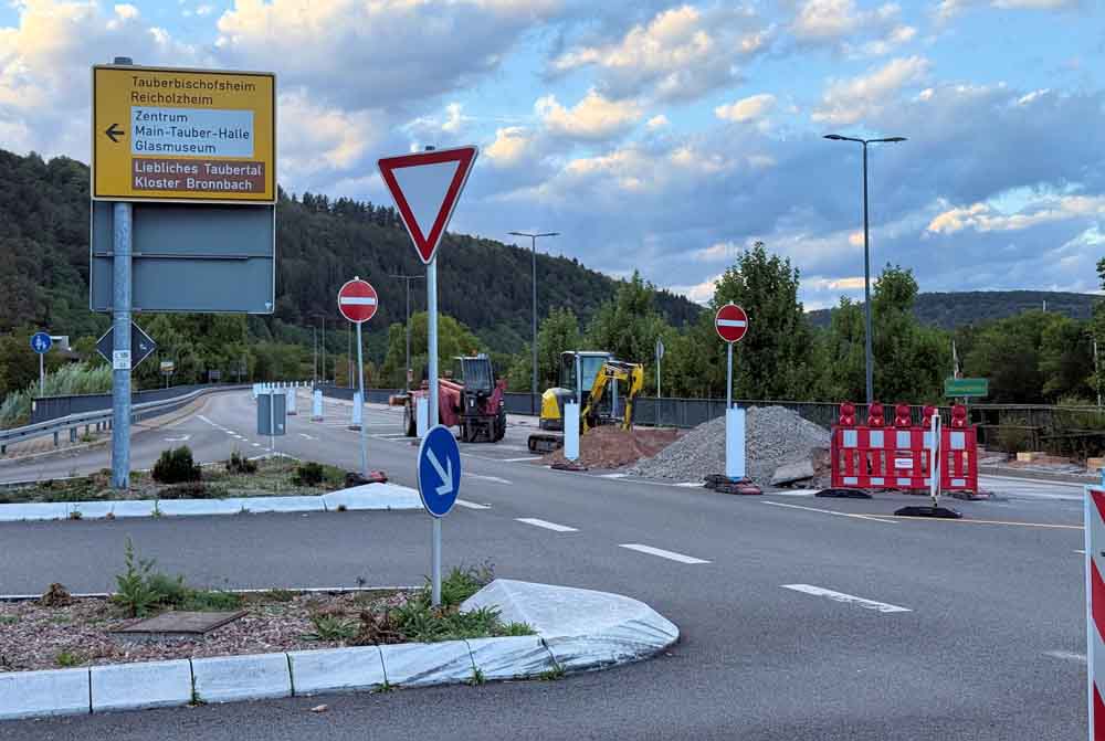 Blick auf die aktuelle Baustelle an der Odenwaldbrücke