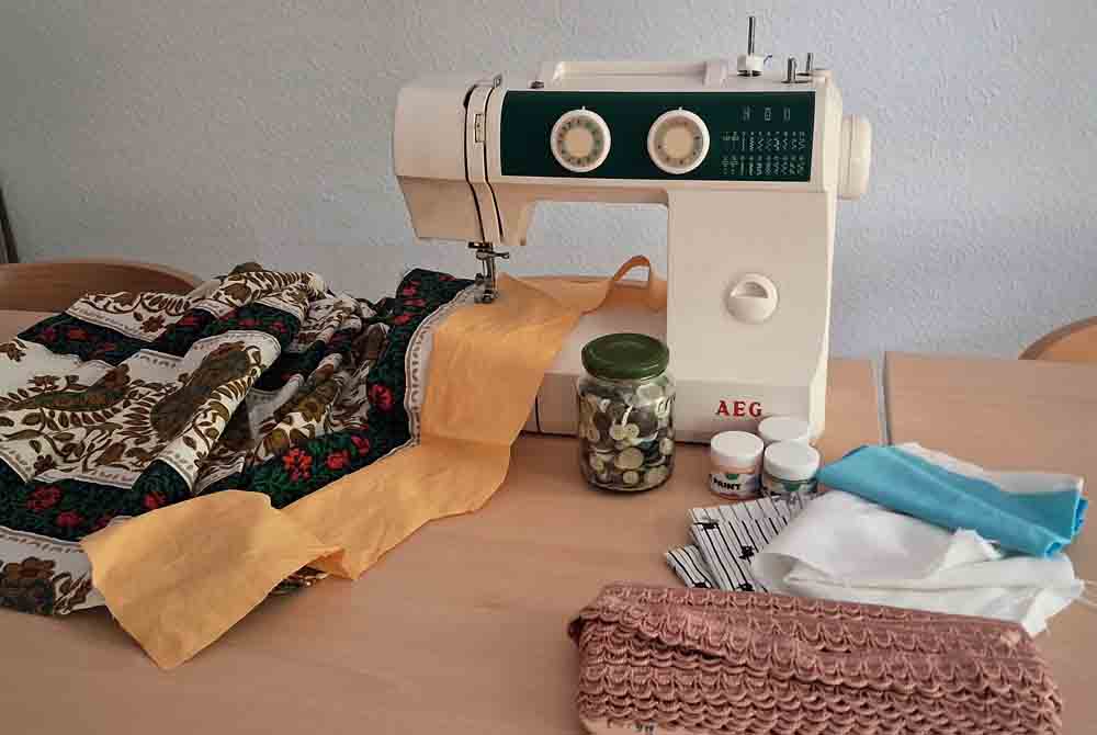 Nähmaschine und Stoffe